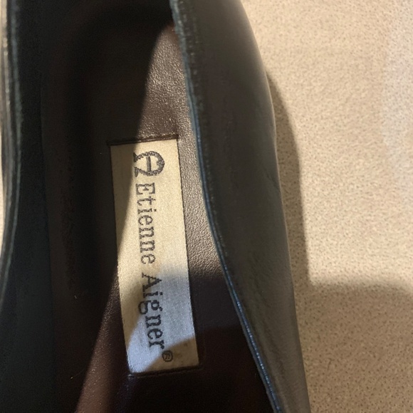 Etienne Aigner Black/Gray  Leather Loafers sz 8.5 M - Picture 2 of 6